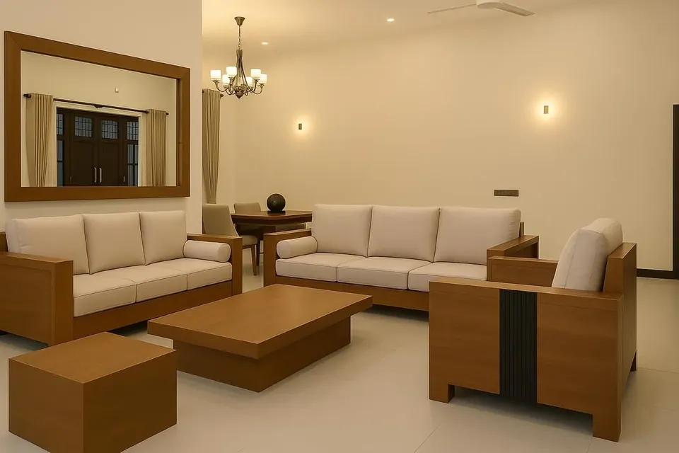 Living and dining room in a completed Bliss apartment